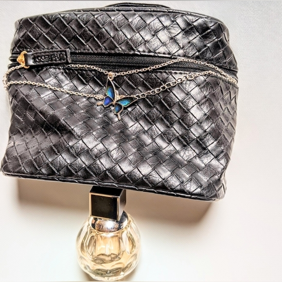 Vtg 02 Nwot Stephen Jones Shiseido bag Woven leather black train case Limited Ed - Picture 5 of 10